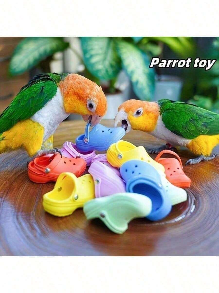 Parrot Chewing Toy, Slipper Shaped, Suitable For Birds In Spring And Summer, Helps With Teeth Grinding, Cleaning Teeth, Relieving Stress, Educational Training Function, Made Of Silicone Material, Random Color, And Durable. - A+B - View 1