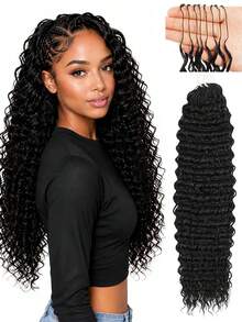 Rambut Keriting 18 Inci 50 Helai dengan Simpul Ajaib, Rambut Crochet Tanpa Simpul Tak Terlihat, Rambut Crochet Gelombang Dalam yang Sudah Terpisah, Rambut Crochet Keriting untuk Wanita (1B, 18 Inci-50 Akar) - MultiWarna - View 7