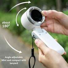 AOYI 1pc Rechargeable Lithium Battery Digital Display Portable Handheld Mini Fan With 199-Speed Adjustment And USB Charging Cable - Multicolor - View 2