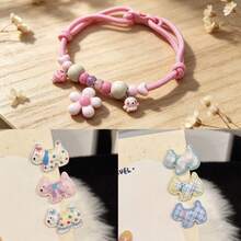 7PCS Cute Pet Combination Set Adjustable Size Handmade Beaded Flower Pet Collar + 6pcs Multicolor Cartoon Puppy Mini Hair Clips Small Dog Cat Outdoor Photo Shoot Decoration Accessories Gift Clips Necklace Combination - Multicolor - View 11