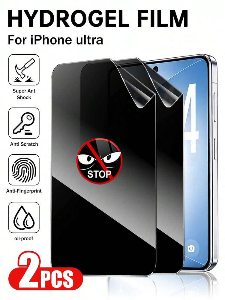 XINHONGYU Privacy Hydrogel Inner Film Compatible With Iphone DUO 18 Pro Max 18 Pro (2pcs), Anti-Fingerprint Hydrogel Film Compatible With Iphone 17 Pro Max 6.9 Inch, Flexible TPU Screen Protector, Anti-Fingerprint Unlock, Anti-Glare, Anti-Reflection, Non-Tempered Glass - Black - View 1