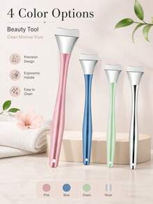Minimalist Curved Metal Scraper, Smooth Wide Edge, Slim Ergonomic Handle, Precise Scraping Design, Nose, Chin And Forehead Care Blackhead Removal Tool, Bathroom Vanity, Travel Use, Daily Skincare, All-Season Facial Pore Cleaning Accessory - Multicolor - View 1