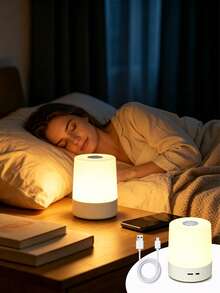 1pc LED Plug-In Night Light Table Lamp, Bedroom Bedside Lamp, Touch Control Night Light For Nursing, Eye-Protection Sleep Light - Multicolor - View 3