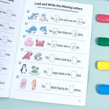 Children's Picture-Based Letter Completion English Practice Book, Toddler English Vocabulary Enlightenment Early Education Educational Workbook, Back To School Learning Supplies, Holiday Student Learning Gift - Multicolor - View 6