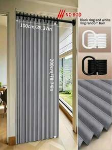 Household Foldable Door Curtain, No-Drill Installation, Privacy Dust-Proof Partition Curtain, Suitable For Bedroom, Kitchen And Bathroom. Thickened Blackout Wind-Proof, Simple Fabric Design, Suitable For All Seasons. - ML - View 21