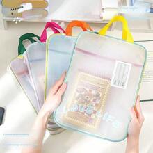 1pc Portable 3-Layer Large Opening Storage Tote Bag | Colorful Portable Tutoring Bag Stationery Organizer EVA Material - Multicolor - View 1