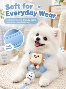 Cute Hamburger & Toast Doll Cat Harness And Leash Set, Escape‑Proof Adjustable Soft Pet Vest Harness For Kitten Small Dog Outdoor Walking - Multicolor - View 9