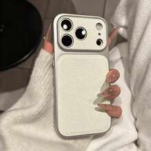 奢華 PU 皮革荔枝紋理啞光手機殼，適用於 iPhone 18 Pro Max 18 Pro，防指紋硬殼，適用於 17 Pro Max 16 Pro Max 15 14 Plus 13 Pro Max 12 11 16e 17e，18 & 17 系列大視窗蓋 - 白色 - 查看 2
