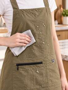 1pc Long Apron For Women, Lightweight And Breathable, Multi-Functional Pocket Design, Dedicated Phone Pocket, Kitchen Cooking Protection, Suitable For Kitchen Cooking, Restaurant, Party Gathering, Gift For Family - Multicolor - View 6