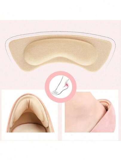 1pc Heel Pads, Self‑Adhesive Design With Thickened Cushion. These Anti‑Slip Shock‑Absorbing Foam Inserts Fit High Heels, Boots And Dress Shoes. Ideal For Long‑Time Walking And Standing Work.