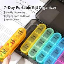 Portable Travel Pill Box, Large Capacity 21 Compartments Seven Days A Week, Portable Medicine Manager, Morning, Afternoon And Evening Vitamin Storage Box, Pill Organizer, Travel And Office Colorful Medicine Storage Box - one-size - View 5