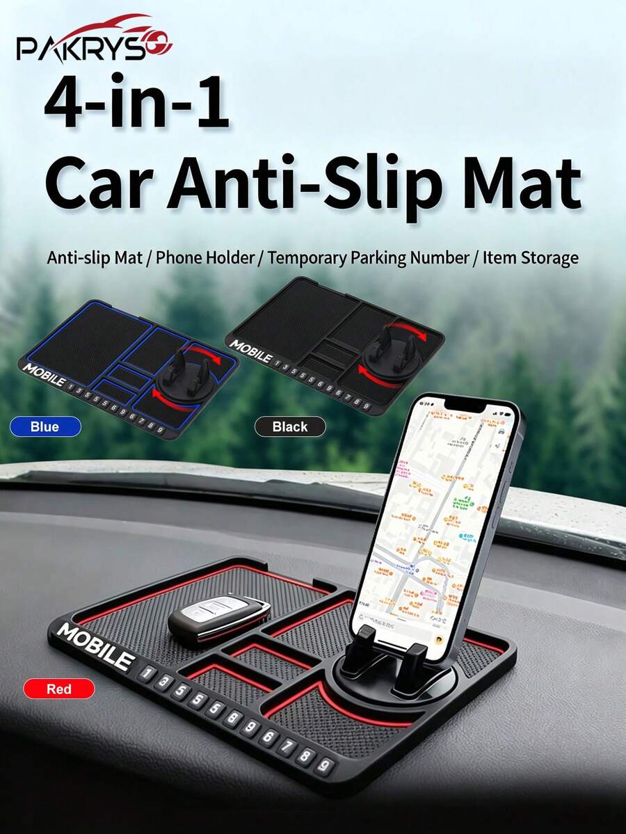 PAKRYS Multifunctional Car Anti-Slip Mat, Car Phone Holder, Non-Slip Adhesive Dashboard Phone Holder, Silicone Dashboard Car Mat - Multiple Styles - View 1