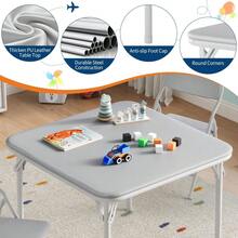 GOCAPTAIN Boys Girls Folding Table And Chairs Set, Activity Table And Chairs Set For Dining Room,Daycare,Classrooms - Grey/1+2set - View 4