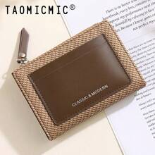 Women's Bi-Fold PU Woven Clutch Wallet, Multiple Card Slots, ID Window, Zipper Coin Pocket, Portable Small Wallet - Multicolor - View 9