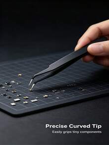 Bend Pointed Black Anti-Static Tweezers Suitable For Manual Use Such As Nail Art And Eyelash Beautification - A - View 4