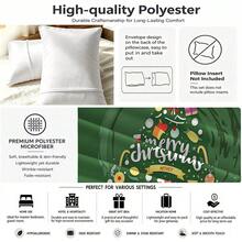 3-Piece Fitted Sheet Set (1 Fitted Sheet + 2 Pillowcases), Green Christmas Tree Holiday Print Design, Soft And Skin-Friendly, All-Season Use, Fade-Resistant And Anti-Pilling, Suitable For Bedroom, Dorm, Guest Room, Daily Use, Ideal Holiday Gift - Multicolor - View 5