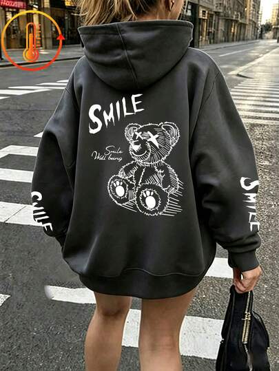 Tween Girl Fun Print Pullover Sweatshirt, Warm And Comfortable Thermal-Lined Pullover Sweatshirt For Autumn/Winter