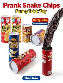 Potato Chip Can Prank Fake Snake, Realistic Spring-Loaded Scare Toy, Reusable Stress Relief Gag Gift, Christmas Stocking Filler, Adult New Year Party Gift - Multicolor - View 3