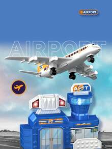 Airport Toy Set Model, Passenger Plane Airport Control Tower, Suitable For 3-6 Years Old Boys And Girls, Small Car Parking Lot Map Game Scene Set, Christmas Birthday Gift - Blue - View 4