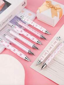 20pcs Pink Bow Pens, Cute And Compact Jertick Style Pens, Heart-Shaped Design, 0.5mm Black Ink. Perfect For Office And Journaling, A Thoughtful Gift For Women, Also Suitable For Halloween And Birthday Parties. - Color: Random - View 3