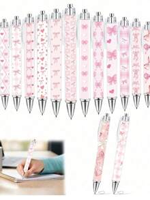 20pcs Pink Bow Pens, Cute And Compact Jertick Style Pens, Heart-Shaped Design, 0.5mm Black Ink. Perfect For Office And Journaling, A Thoughtful Gift For Women, Also Suitable For Halloween And Birthday Parties. - Color: Random - View 8