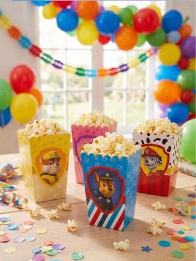24/36 יחידות/סט דלי פופקורן בעיצוב Paw Patrol, דלי אריזה, קופסת פופקורן, קופסת חטיפים, קופסת אריזה, קופסה מתקפלת, קופסת צ'יפס, קופסת מזון בעיצוב מסיבת חג, מתאים לחג המולד, חג ההודיה, לילאלה, חזרה לבית הספר, טקס סיום, ציוד למסיבות