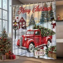 1pc/4pcs Christmas Snowman Shower Curtain Set: 4-Piece Bathroom Decor With Rug, Toilet Lid Cover And Mat, Suitable For Holiday Celebration - A - View 11