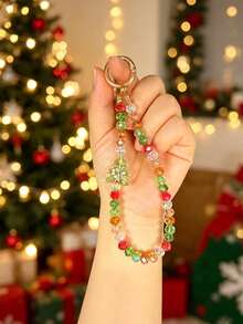 Christmas Tree Car Key Chain Creative Colorful Bead Chain Keychain Pendant Home Keychain Pendant Car Keychain Pendant Best Gift For Friends And Family During Holidays (Includes Horseshoe Buckle) - Multicolor - View 1