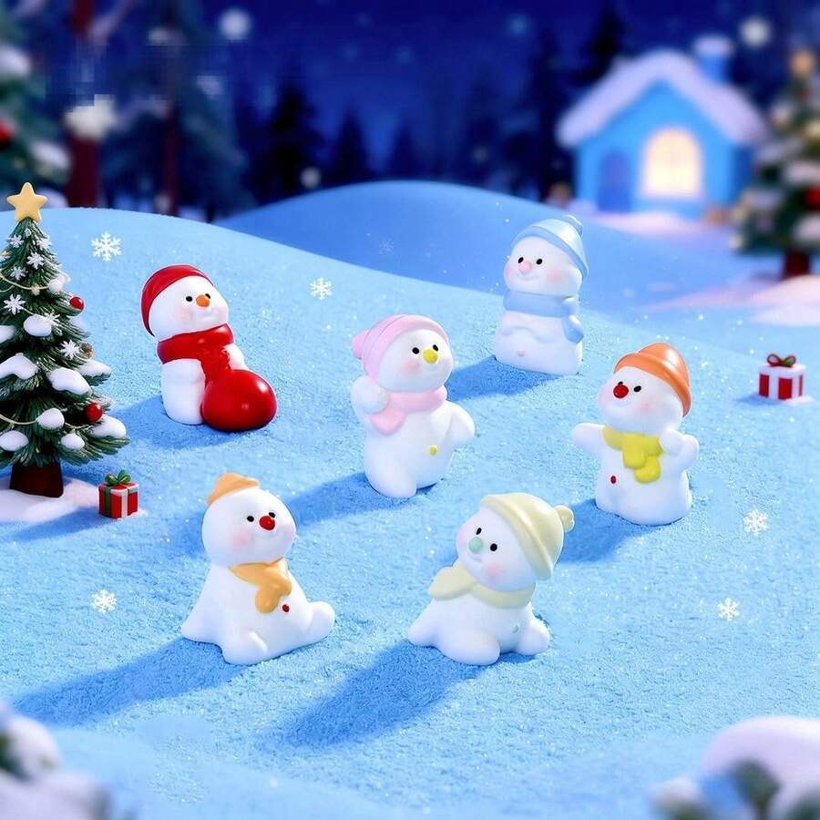 Christmas Snowman Shaped Decorative Ornament, Holiday Gift, Gift Bag Filler, Tabletop Decoration, Desk Decor, Create Christmas Atmosphere, Snow Scene DIY Decorative Ornament - Multicolor - View 1