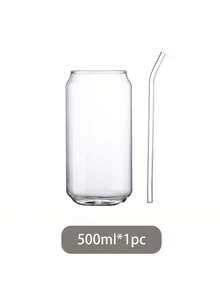 KEMORELA 1pc/4pcs 400ml/550ml Transparent Glass Cola Cup With Straw, No Lid, DIY Cup - White - View 9