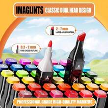 120 Colors Art Markers, Dual-Tip Design (Fine Tip And Broad Tip), Suitable For Sketching, Coloring, Illustration, Handwriting, DIY Crafts And Handmade Professional Drawing Markers - 120 Colors/set - View 2