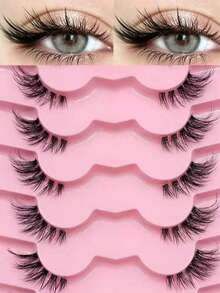 7 Pairs Half Lash False Eyelashes, Lightweight And Soft, Create Cat Eye Makeup Effect, Naturally Extend Eye Corners, Transparent Lash Roots, Suitable For Daily Makeup, Long-Lasting And Reusable, Cat Eye Effect Half Lash - Black - View 4