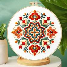 Bohemian Mandala Embroidery Kit DIY Handmade Materials Including Embroidery Hoop, Beginner Zero-Based Stress Relief Home Decor Desktop Ornament - Multicolor - View 5