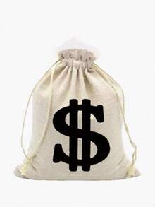 4 buah Kantong Uang Kanvas dengan Cetakan Simbol Dolar, Cocok untuk Halloween, Cosplay, dan Suvenir Pesta, Perlengkapan Kostum/1 buah - A - View 8