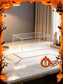1pc Transparent Acrylic Display Box With White Base, Dust-Proof Storage Organizer Box, Suitable For Flowers And Toys, Home Living Room And Bedroom Decor, Perfect Birthday Gift For Women Or Bridesmaids - White - View 2