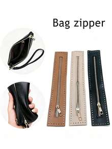 1pc PU Leather Zipper With Perforated Holes, Deep Blue Brown Beige Multicolor Crochet Bag Accessory, Suitable For DIY Wallet, Handbag Sewing Craft And Handmade Wallet Shoulder Strap, DIY Wallet Making Material, Craft Creator - Multiple Styles - View 5