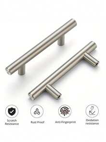 2pcs Brushed Stainless Steel T-Bar Cabinet Pulls, 64mm Hole Center Solid Drawer Handles, Modern Furniture Hardware Suitable For Kitchen, Cupboard, Wardrobe, Bathroom, Dresser Cabinet Door - Hole Pitch: 64mm - View 10