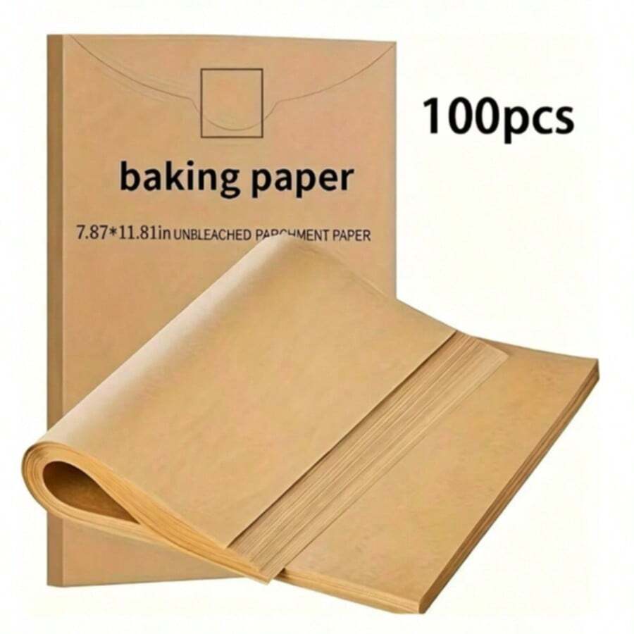 1/50/100 Sheets 9x13 Inch Unbleached Non-Stick Baking Paper, Pre-Cut 1/4 Size, Suitable For Oven, Grill, Air Fryer, Steaming, For Bread, Cake, Cookies