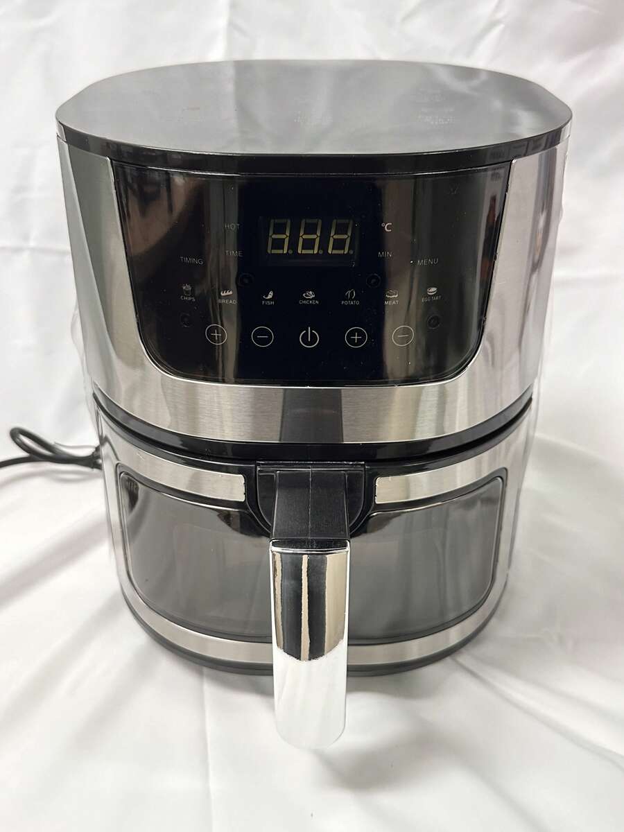 SOKANY 4.5L 氣炸鍋,1400W 附觀察窗,9 種食物時間與溫度指南,7 種烹飪預設與數位觸控控制 - 銀色 - 查看 1