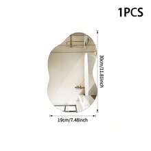 1 chiếc gương treo tường phòng tắm dáng sóng toàn thân, gương trang trí dán tường cho phòng khách và phòng ngủ, gương trang trí hiện đại bất đối xứng, phù hợp trang trí nhà cửa và phòng khách - sóng - Xem 12
