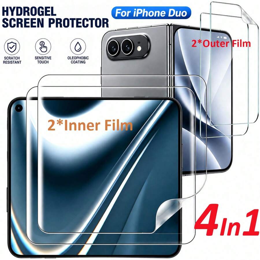 XINHONGYU Phone DUO 專用 2+2 套組,內層水凝膠膜 + 外層螢幕保護貼,防指紋水凝膠膜,柔性螢幕保護貼,TPU 材質,防指紋解鎖,防眩光,防反光,非鋼化玻璃 - 2+2 - 查看 1
