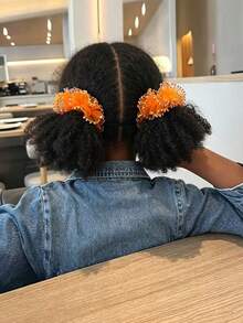 2pcs Kids Hair Buns Afro Puff Soft Hair Marley Kinky Bulk For Hair Girl With Elastic - Natural Black - View 8