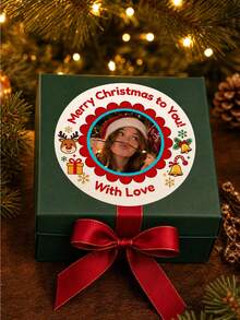 1/90/120/180/300pcs Customized Round Christmas Stickers, Personalized Winter Holiday Pattern Stickers, Support Custom Text Labels, Customizable Pattern & Text Waterproof PVC Stickers, Multiple Sizes Available, Suitable For Christmas Gift Packaging, Home Holiday Decor, Desktop Holiday Arrangement, Party Scene Decoration, Applicable To Christmas Party, Holiday Family Gathering, Year-End Celebration - Multicolor 1 - View 5