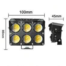 2pcs Faros Auxiliares LED con Lupa 6 Ojos para Auto y Moto 3 Modos de Luz Blanca y Ámbar Alta Luminosidad Impermeables IP67 para Niebla Carretera y Conducción Nocturna. - A - Ver 2