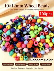 100pcs 10x12mm Acrylic Smooth Large Hole Beads, Random Mixed Color Beads For Jewelry Making, DIY Bracelets, Necklaces, Bag Charms, Handmade Crafts, Meet Your Design Needs - Multicolor - View 25