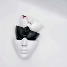 1pc Half Face Mask, Perfect Face Shape, Realistic Cosplay Holiday Tech-Style Half-Covered Face Mask - Gift For Boys And Girls - Valentine's Day Gift - New Year Gift - Halloween - Halloween Costumes - Secret - Ghost Face Costume - Multicolor - View 1