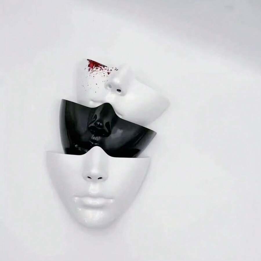 1pc Half Face Mask, Perfect Face Shape, Realistic Cosplay Holiday Tech-Style Half-Covered Face Mask - Gift For Boys And Girls - Valentine's Day Gift - New Year Gift - Halloween - Halloween Costumes - Secret - Ghost Face Costume - Multicolor - View 1