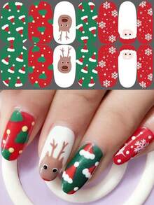 Christmas Winter Snowflake Snowman Christmas Tree Versatile Mix & Match Full Cover Nail Stickers With Nail File - Multicolor - View 18