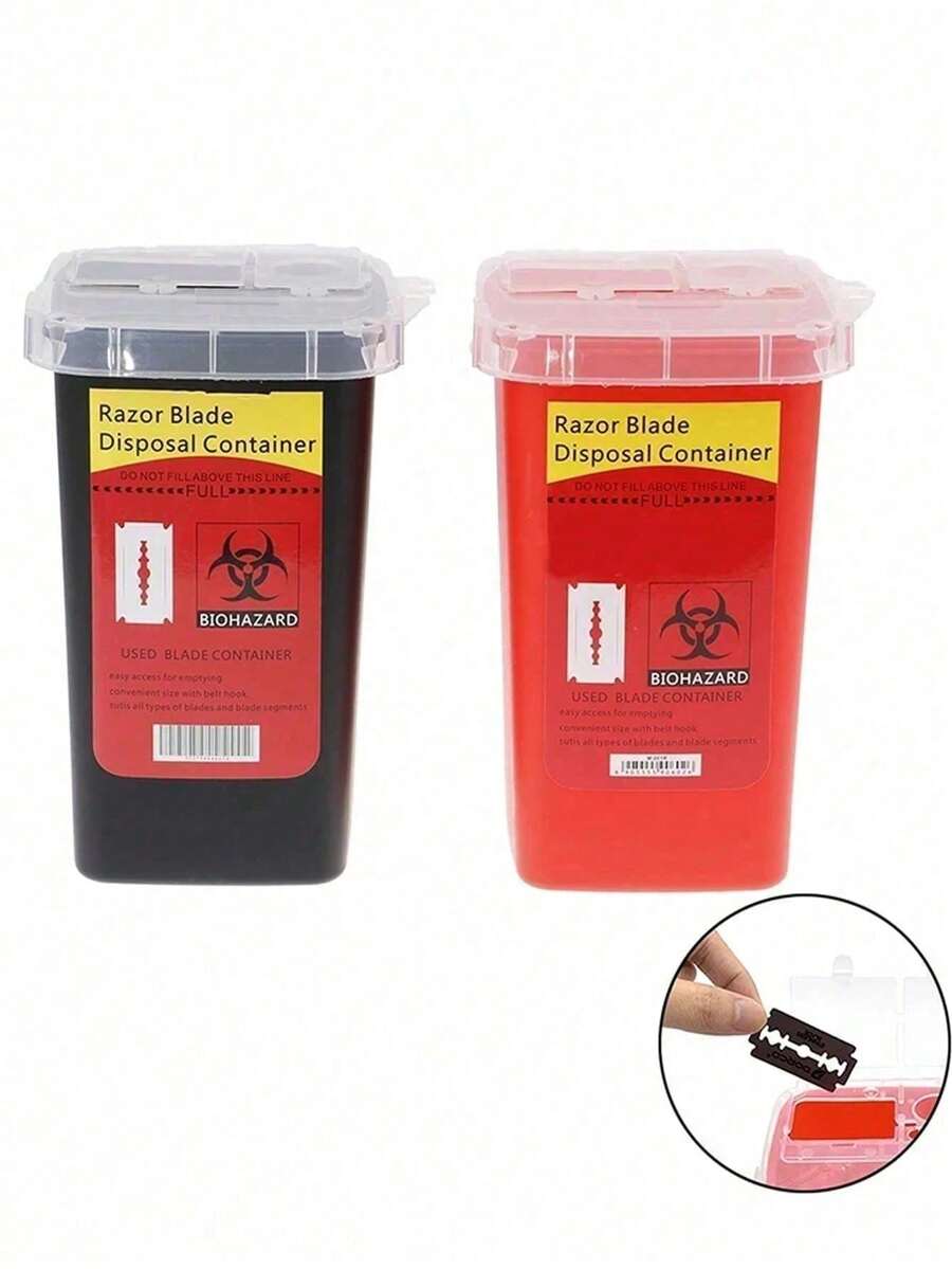 Blade Disposal Box Razor Blade Disposal Box Mini Trash Can Barber Shop Accessories Syringe Needle Waste Collector