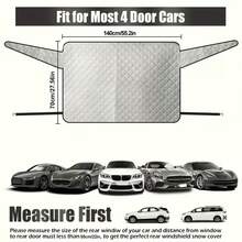 Magnetic Car Rear Window Sunshade, Anti-Theft Anti-Wind Flap Design, Upgraded Version With Hooks And Straps, Heat-Insulating UV-Blocking Rear Windshield Sunshade, Foldable Car Sunshade With Zipper Storage Bag, Universal For Sedans And SUVs - Z - View 4